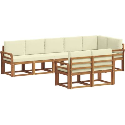 vidaXL Outdoor-Sofagarnitur mit Kissen 8 Stk Natur und Creme 3366568 vidaXL Outdoor-Sofagarnitur mit Kissen 8 Stk Natur und Creme 3366568