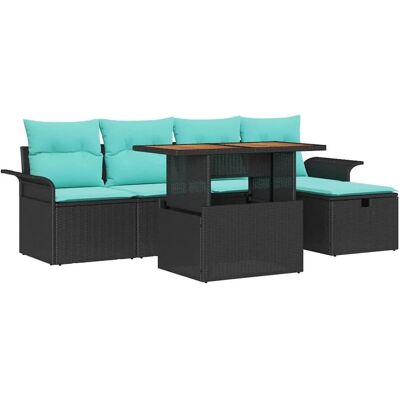 vidaXL Garten-Sofa-Set 6 Stk Schwarz Poly-Rattan 3361242 vidaXL Garten-Sofa-Set 6 Stk Schwarz Poly-Rattan 3361242