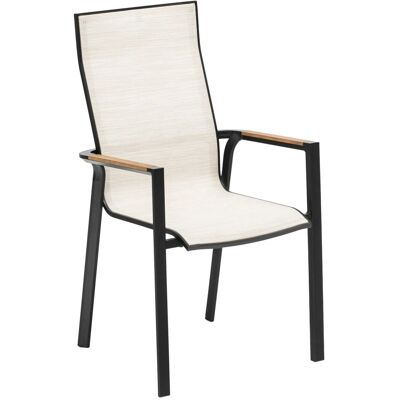 Kettler SENSE Stapelsessel Garten Terrasse Gestell Schwarz Bezug Beige Teak Kettler SENSE Stapelsessel Garten Terrasse Gestell Schwarz Bezug Beige Teak