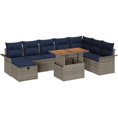 vidaXL Garten-Sofa-Set 9 Stk Grau Poly-Rattan 3361262 vidaXL Garten-Sofa-Set 9 Stk Grau Poly-Rattan 3361262