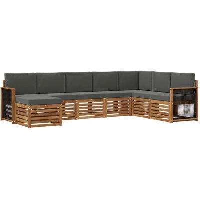 vidaXL Outdoor-Sofagarnitur mit Kissen 6 Stk Natur und Anthrazit 3384713 vidaXL Outdoor-Sofagarnitur mit Kissen 6 Stk Natur und Anthrazit 3384713