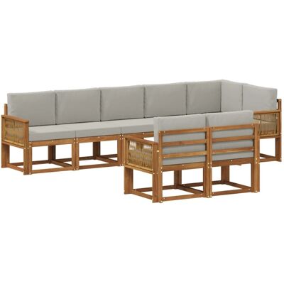 vidaXL Outdoor-Sofagarnitur 8 Stk Natur und Hellgrau Polyester 3385317 vidaXL Outdoor-Sofagarnitur 8 Stk Natur und Hellgrau Polyester 3385317