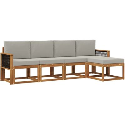 vidaXL Outdoor-Sofagarnitur 5 Stk Natur und Hellgrau Polyester 3385132 vidaXL Outdoor-Sofagarnitur 5 Stk Natur und Hellgrau Polyester 3385132