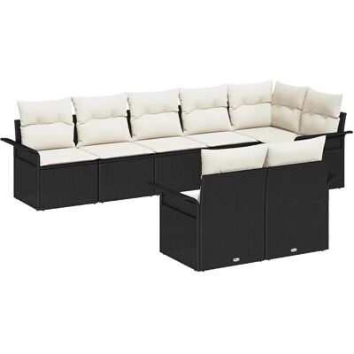 vidaXL 8-Teiliges Gartensofa-Set mit Kissen in Schwarz aus Poly Rattan 3345407 vidaXL 8-Teiliges Gartensofa-Set mit Kissen in Schwarz aus Poly Rattan 3345407