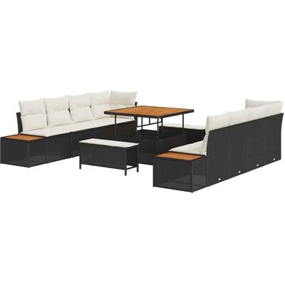 vidaXL Gartensofa-set mit Kissen 11-Tlg Schwarz Poly-Rattan 3364845 vidaXL Gartensofa-set mit Kissen 11-Tlg Schwarz Poly-Rattan 3364845