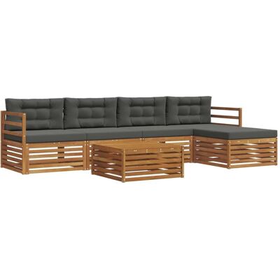 vidaXL Outdoor-Sofagarnitur mit Kissen 6-Tlg Natur und Anthrazit 3373322 vidaXL Outdoor-Sofagarnitur mit Kissen 6-Tlg Natur und Anthrazit 3373322