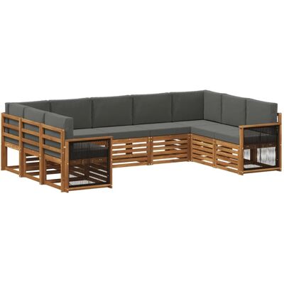 vidaXL Ecksofa Set mit Kissen 7 Stk Natur und Anthrazit 3384833 vidaXL Ecksofa Set mit Kissen 7 Stk Natur und Anthrazit 3384833