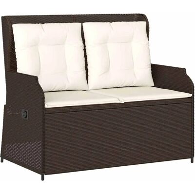 vidaXL Gartenbank mit Kissen Braun Poly Rattan 3394459 vidaXL Gartenbank mit Kissen Braun Poly Rattan 3394459