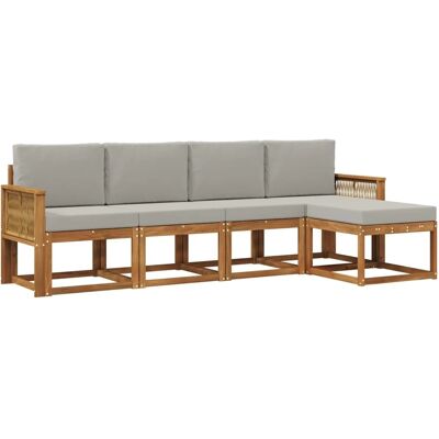 vidaXL Outdoor-Sofagarnitur 5 Stk Natur und Hellgrau Polyester 3385137 vidaXL Outdoor-Sofagarnitur 5 Stk Natur und Hellgrau Polyester 3385137