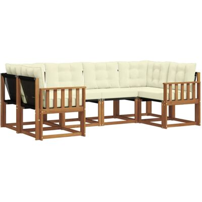 vidaXL Outdoor-Sofagarnitur mit Kissen 6-Tlg Natur und Creme 3368997 vidaXL Outdoor-Sofagarnitur mit Kissen 6-Tlg Natur und Creme 3368997