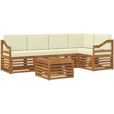 vidaXL Sofagarnituren 6 Tlg Natur und Creme Massivholz Akazie 3374865 vidaXL Sofagarnituren 6 Tlg Natur und Creme Massivholz Akazie 3374865