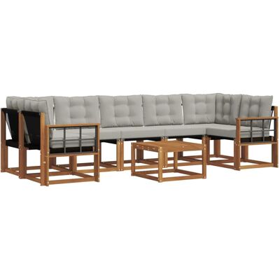 vidaXL Outdoor-Sofagarnitur mit Kissen 8-Tlg Natur und Hellgrau 3368502 vidaXL Outdoor-Sofagarnitur mit Kissen 8-Tlg Natur und Hellgrau 3368502