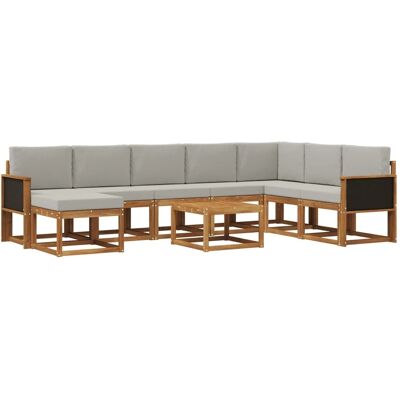 vidaXL Outdoor-Sofagarnitur mit Kissen 9 Stk Natur und Hellgrau 3385462 vidaXL Outdoor-Sofagarnitur mit Kissen 9 Stk Natur und Hellgrau 3385462