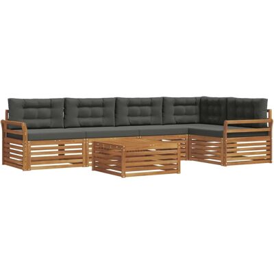 vidaXL Outdoor-Sofagarnitur mit Kissen 6-Tlg Natur und Anthrazit 3373502 vidaXL Outdoor-Sofagarnitur mit Kissen 6-Tlg Natur und Anthrazit 3373502