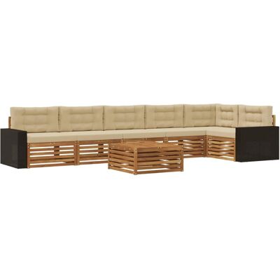 vidaXL Outdoor-Sofagarnitur 7 Stk Natur und Beige 79 x 79 x 37 cm 3383456 vidaXL Outdoor-Sofagarnitur 7 Stk Natur und Beige 79 x 79 x 37 cm 3383456