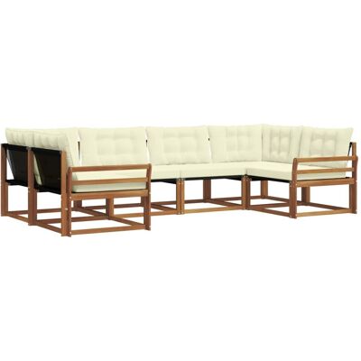 vidaXL Outdoor-Sofagarnitur mit Kissen 6-Tlg Natur und Creme 3369793 vidaXL Outdoor-Sofagarnitur mit Kissen 6-Tlg Natur und Creme 3369793