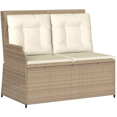 vidaXL Gartenbank mit Kissen Beige Poly Rattan 3394453 vidaXL Gartenbank mit Kissen Beige Poly Rattan 3394453