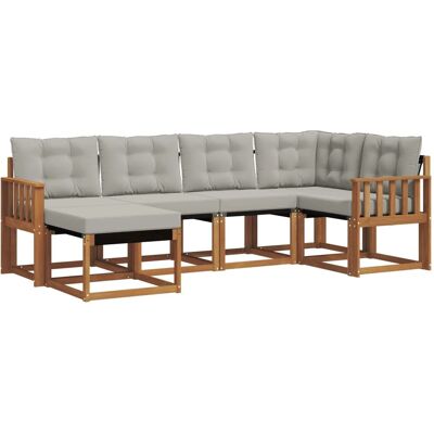 vidaXL Outdoor-Sofagarnitur mit Kissen 6-Tlg Natur und Hellgrau 3368830 vidaXL Outdoor-Sofagarnitur mit Kissen 6-Tlg Natur und Hellgrau 3368830