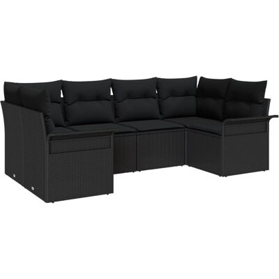 vidaXL Garten-Sofa-Set mit Kissen 6-Tlg Schwarz Poly Rattan 3354172 vidaXL Garten-Sofa-Set mit Kissen 6-Tlg Schwarz Poly Rattan 3354172