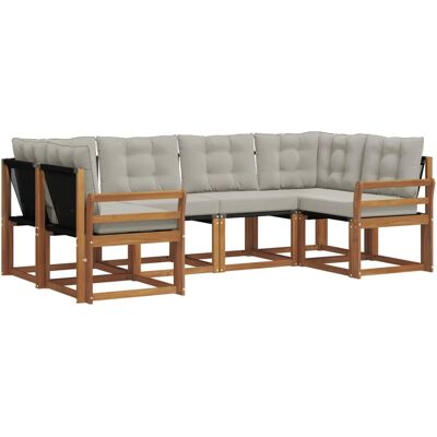 vidaXL Outdoor-Sofagarnitur mit Kissen 6-Tlg Natur und Hellgrau 3369002 vidaXL Outdoor-Sofagarnitur mit Kissen 6-Tlg Natur und Hellgrau 3369002