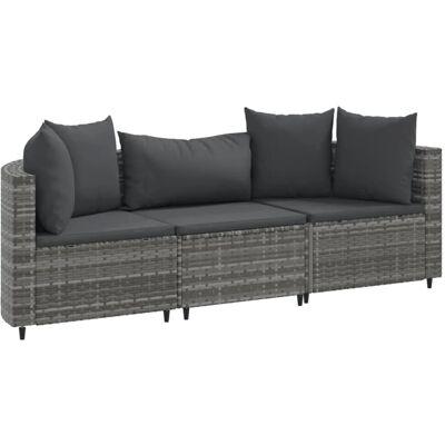 vidaXL 3-tlg Garten-Sofagarnitur mit Kissen Grau Poly Rattan Modell 10 vidaXL 3-tlg Garten-Sofagarnitur mit Kissen Grau Poly Rattan Modell 10