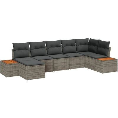 vidaXL Gartensofa-Set mit Kissen mit Speicher 8 Stk Grau Polyrattan 3356799 vidaXL Gartensofa-Set mit Kissen mit Speicher 8 Stk Grau Polyrattan 3356799