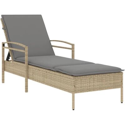 vidaXL Sonnenliege mit Auflage - Beige - 63x200x81 cm vidaXL Sonnenliege mit Auflage - Beige - 63x200x81 cm