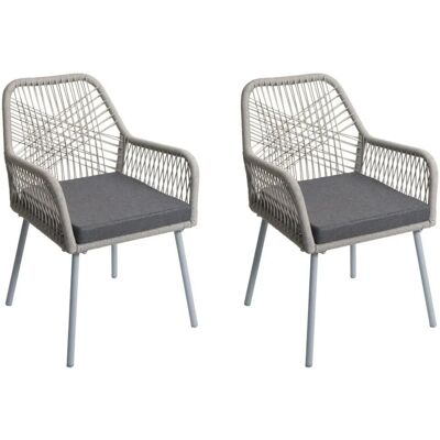 MCW Gartenstuhl O12 2er-Set Sitzpolster Aluminium Grau Bezug Dunkelgrau MCW Gartenstuhl O12 2er-Set Sitzpolster Aluminium Grau Bezug Dunkelgrau