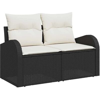 Vidaxl Garten-Sofa - Schwarz und Creme - 2-Sitzer Außenmöbel Vidaxl Garten-Sofa - Schwarz und Creme - 2-Sitzer Außenmöbel