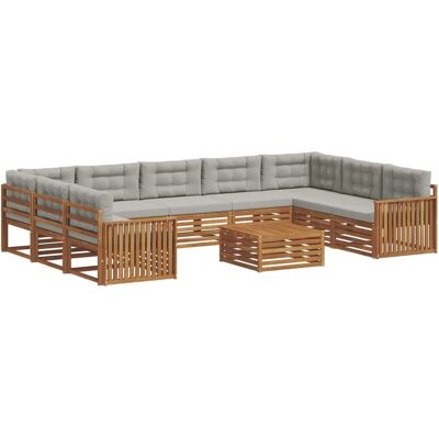 vidaXL Sofagarnituren 10 Tlg Natur und Hellgrau Massivholz Akazie 3374166 vidaXL Sofagarnituren 10 Tlg Natur und Hellgrau Massivholz Akazie 3374166