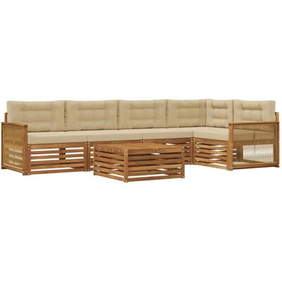 vidaXL Outdoor-Sofagarnitur mit Kissen 6 Stk Natur und Beige 3383391 vidaXL Outdoor-Sofagarnitur mit Kissen 6 Stk Natur und Beige 3383391