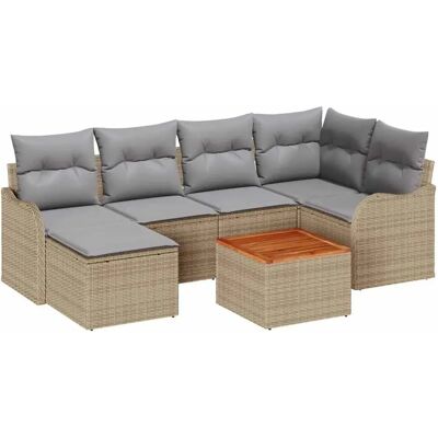 vidaXL Garten-Sofa-Set 7-Tlg Beige Hellgrau 3356145 vidaXL Garten-Sofa-Set 7-Tlg Beige Hellgrau 3356145