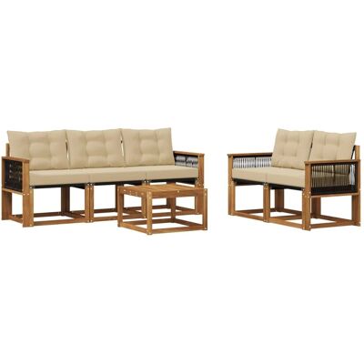 vidaXL Outdoor-Sofagarnitur mit Kissen 6 Stk Natur und Beige 3381777 vidaXL Outdoor-Sofagarnitur mit Kissen 6 Stk Natur und Beige 3381777