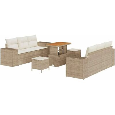 vidaXL Garten-Sofa-Set mit Speicher 9-Tlg Beige Poly Rattan 3361961 vidaXL Garten-Sofa-Set mit Speicher 9-Tlg Beige Poly Rattan 3361961