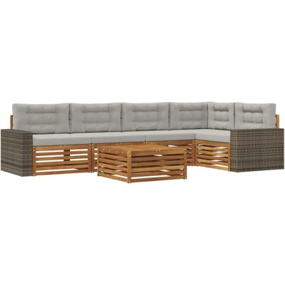 vidaXL Outdoor-Sofagarnitur 6 Stk Natur und Hellgrau 3383399 vidaXL Outdoor-Sofagarnitur 6 Stk Natur und Hellgrau 3383399
