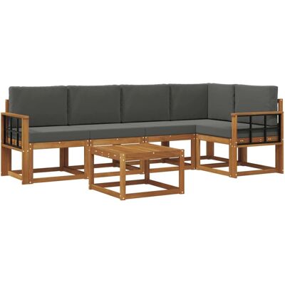 vidaXL Outdoor-Sofagarnitur mit Kissen 6 Stk Natur und Anthrazit 3366440 vidaXL Outdoor-Sofagarnitur mit Kissen 6 Stk Natur und Anthrazit 3366440
