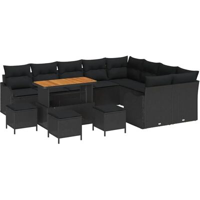 vidaXL Garten-Sofa-Set 13-Tlg Schwarz Poly Rattan 3362309 vidaXL Garten-Sofa-Set 13-Tlg Schwarz Poly Rattan 3362309