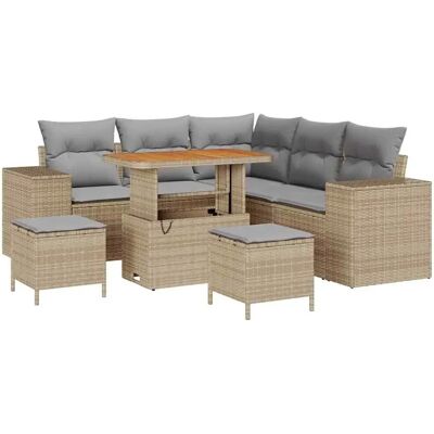 vidaXL Garten-Sofa-Set 8-Tlg Beige Poly Rattan 3362007 vidaXL Garten-Sofa-Set 8-Tlg Beige Poly Rattan 3362007
