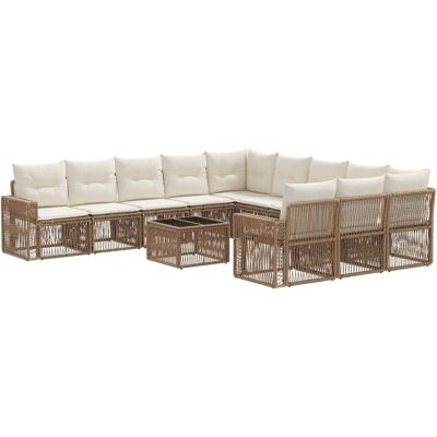 vidaXL Gartensofa-Set 12-Tlg Beige und Cremeweiß Poly-Rattan 3435267 vidaXL Gartensofa-Set 12-Tlg Beige und Cremeweiß Poly-Rattan 3435267