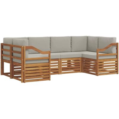 vidaXL Sofagarnituren 6 Tlg Natur und Hellgrau Massivholz Akazie 3375386 vidaXL Sofagarnituren 6 Tlg Natur und Hellgrau Massivholz Akazie 3375386