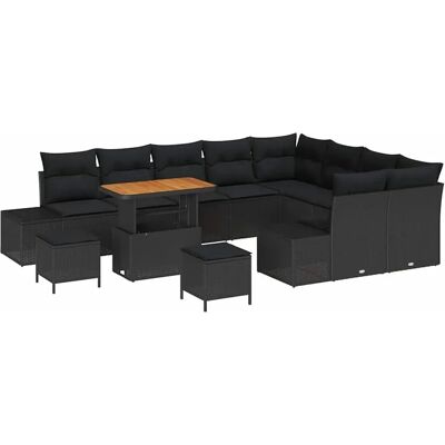 vidaXL Garten-Sofa-Set mit Speicher 12-Tlg Schwarz Poly Rattan 3362824 vidaXL Garten-Sofa-Set mit Speicher 12-Tlg Schwarz Poly Rattan 3362824