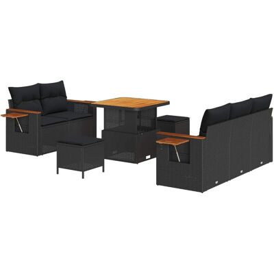 vidaXL Gartensofa-set mit Kissen 10-Tlg Schwarz Poly-Rattan 3365064 vidaXL Gartensofa-set mit Kissen 10-Tlg Schwarz Poly-Rattan 3365064