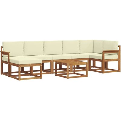 vidaXL Outdoor-Sofagarnitur mit Kissen 8-Tlg Natur und Creme 3366733 vidaXL Outdoor-Sofagarnitur mit Kissen 8-Tlg Natur und Creme 3366733