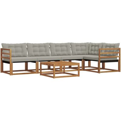 vidaXL Outdoor-Sofagarnitur mit Kissen 6-Tlg Natur und Hellgrau 3369470 vidaXL Outdoor-Sofagarnitur mit Kissen 6-Tlg Natur und Hellgrau 3369470