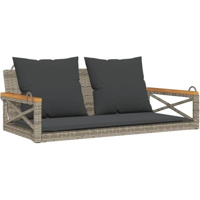 Furnicato Hängebank Mit Kissen Grau 109x62x40 Cm Poly Rattan Furnicato Hängebank Mit Kissen Grau 109x62x40 Cm Poly Rattan
