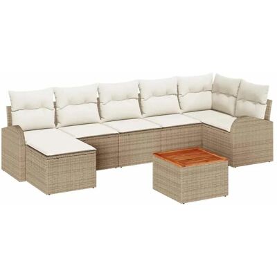 vidaXL Garten-Sofa-Set 8-Tlg Beige Weiß 3356279 vidaXL Garten-Sofa-Set 8-Tlg Beige Weiß 3356279