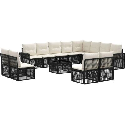vidaXL Gartensofa-Set 13-Tlg Schwarz und Cremeweiß Poly-Rattan 3435283 vidaXL Gartensofa-Set 13-Tlg Schwarz und Cremeweiß Poly-Rattan 3435283
