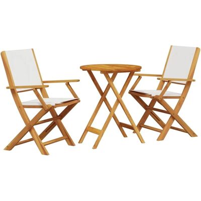 vidaXL Bistro-Set 3-teilig Creme Weiß - Garteneinrichtung vidaXL Bistro-Set 3-teilig Creme Weiß - Garteneinrichtung