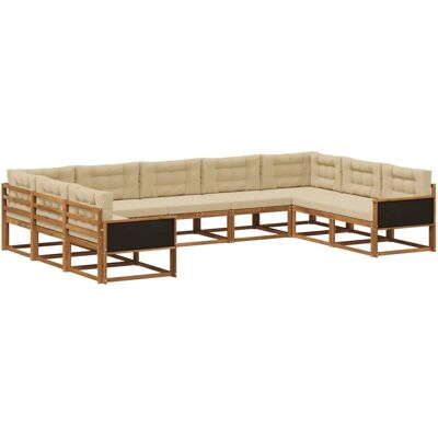 vidaXL Outdoor-Sofagarnitur mit Kissen 9 Stk Natur und Beige 3382876 vidaXL Outdoor-Sofagarnitur mit Kissen 9 Stk Natur und Beige 3382876