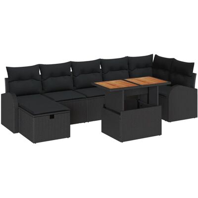 vidaXL Garten-Sofa-Set Höhenverstellbar 8-Tlg Schwarz Poly Rattan 3361310 vidaXL Garten-Sofa-Set Höhenverstellbar 8-Tlg Schwarz Poly Rattan 3361310